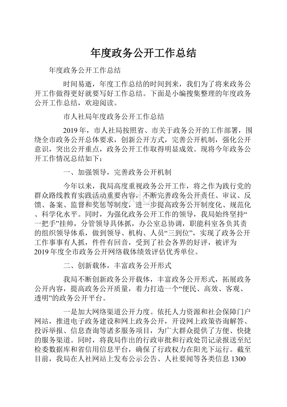 年度政务公开工作总结.docx_第1页