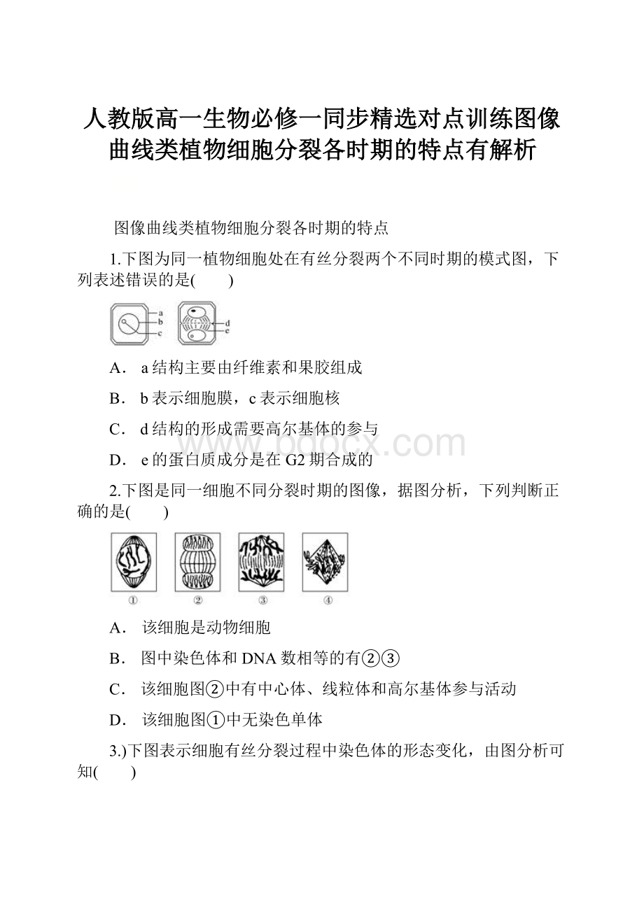 人教版高一生物必修一同步精选对点训练图像曲线类植物细胞分裂各时期的特点有解析.docx