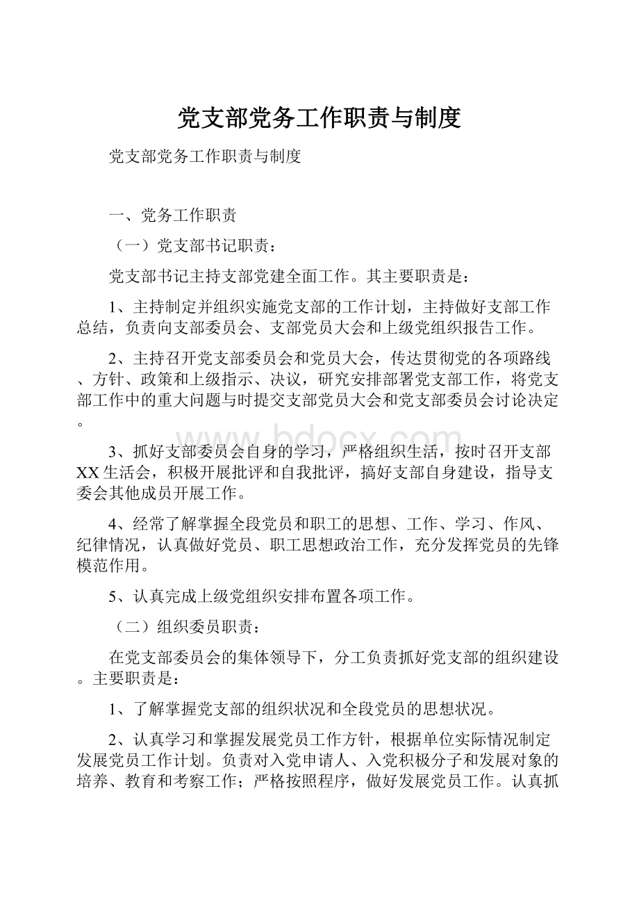 党支部党务工作职责与制度.docx_第1页