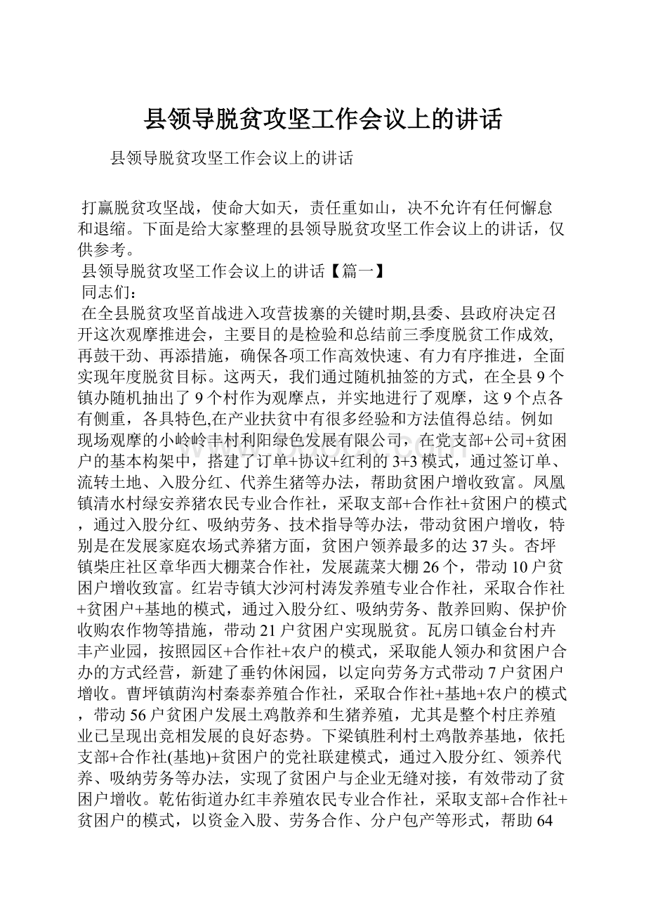 县领导脱贫攻坚工作会议上的讲话.docx