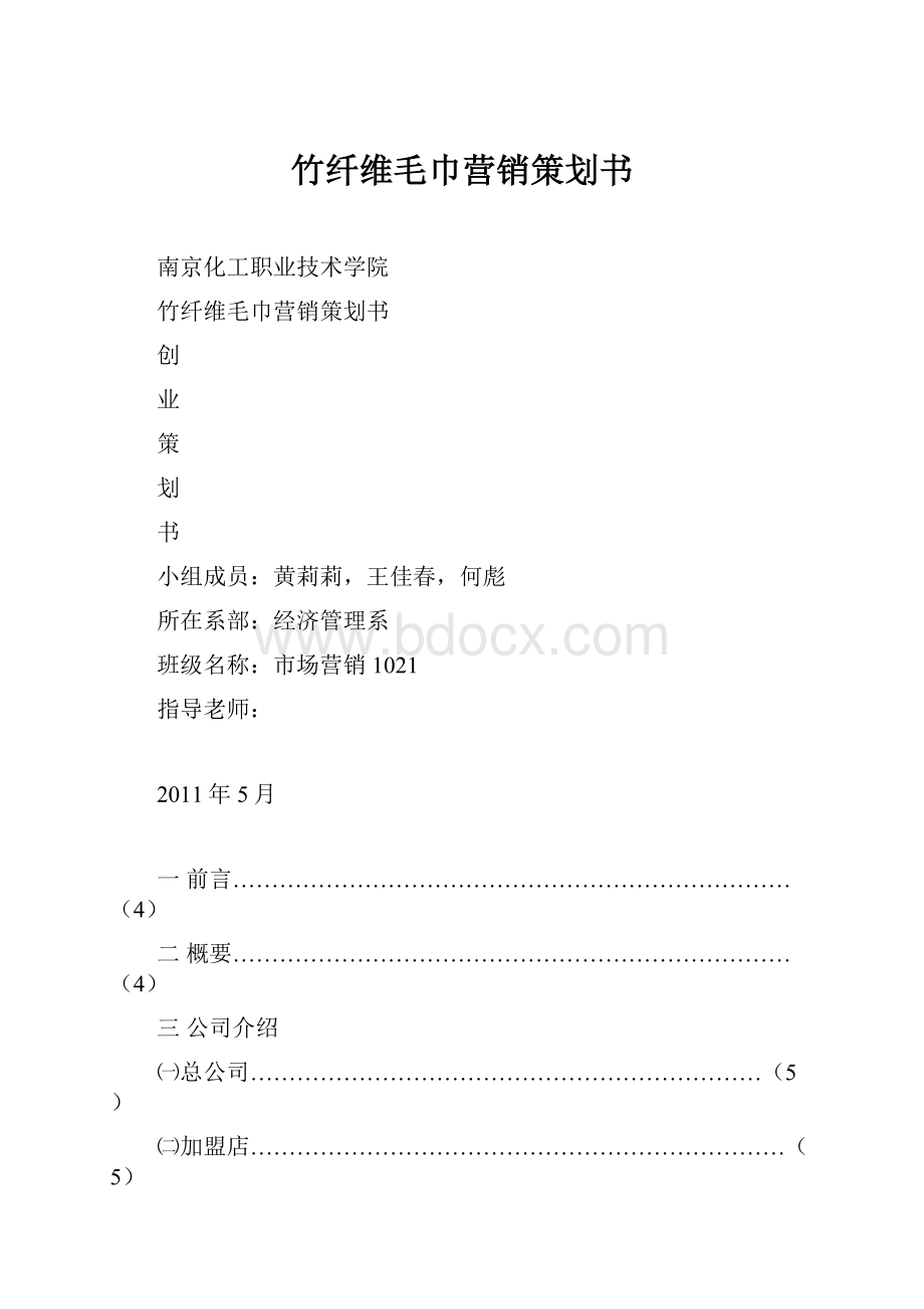 竹纤维毛巾营销策划书.docx