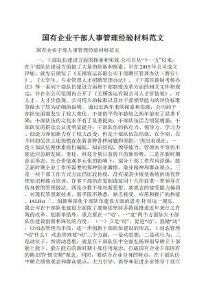 国有企业干部人事管理经验材料范文.docx