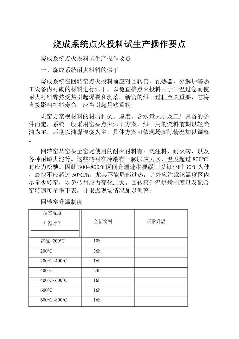 烧成系统点火投料试生产操作要点.docx_第1页