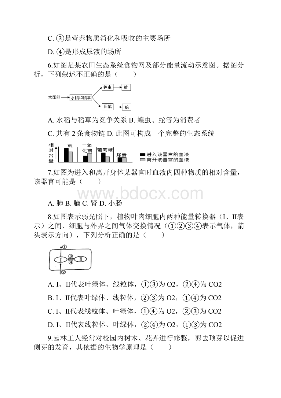 中考会考生物高频考点易错题专题五20题.docx_第3页