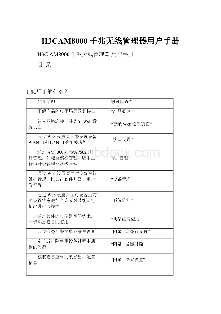 H3CAM8000千兆无线管理器用户手册.docx_第1页