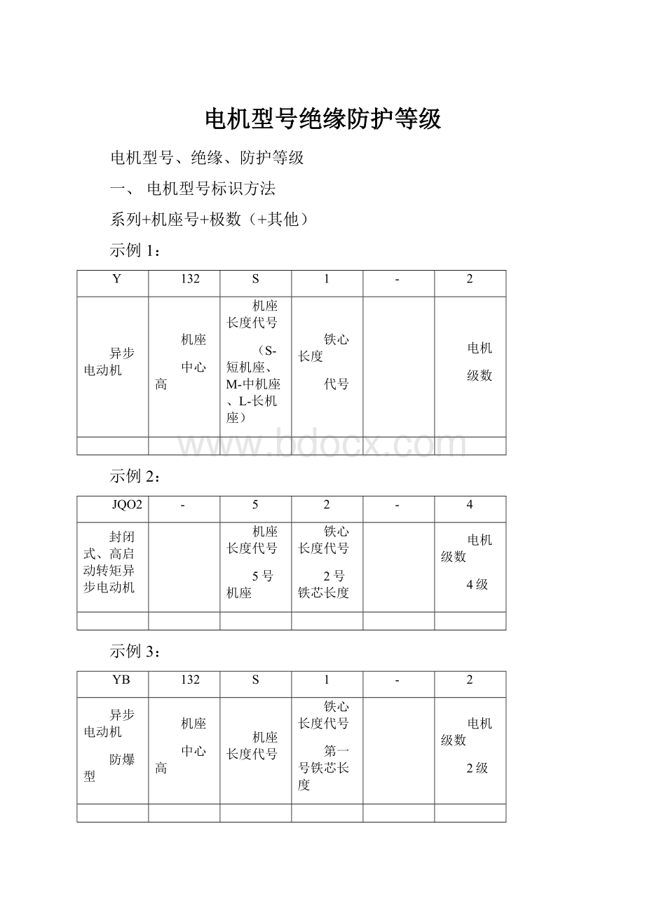 电机型号绝缘防护等级.docx