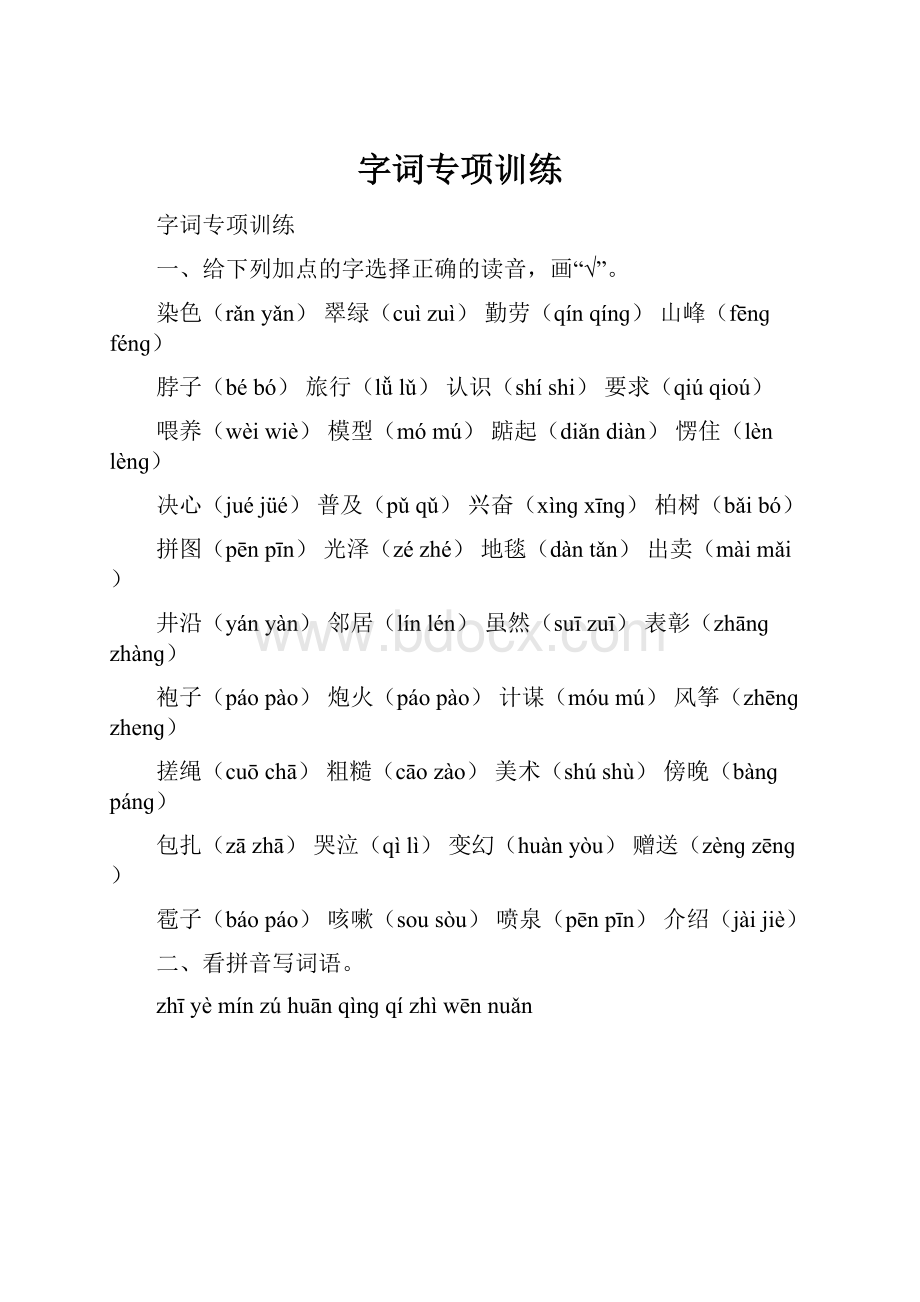 字词专项训练.docx_第1页