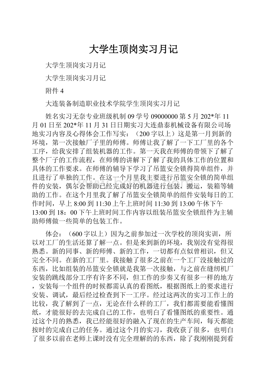 大学生顶岗实习月记.docx_第1页