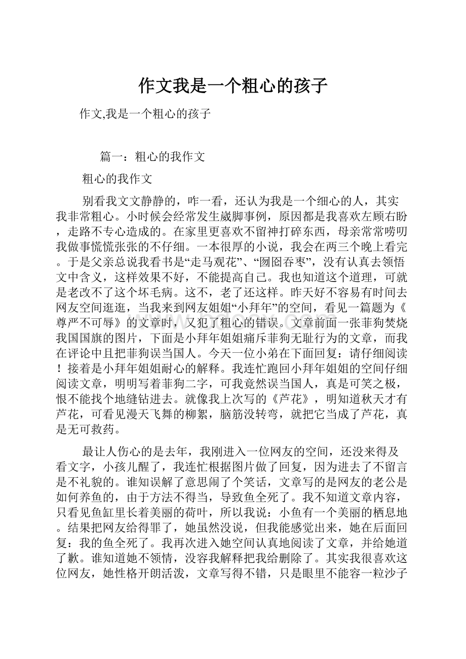 作文我是一个粗心的孩子.docx