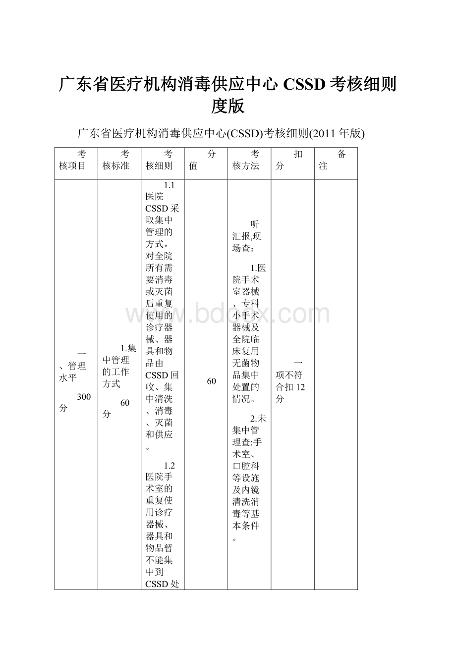 广东省医疗机构消毒供应中心CSSD考核细则度版.docx_第1页