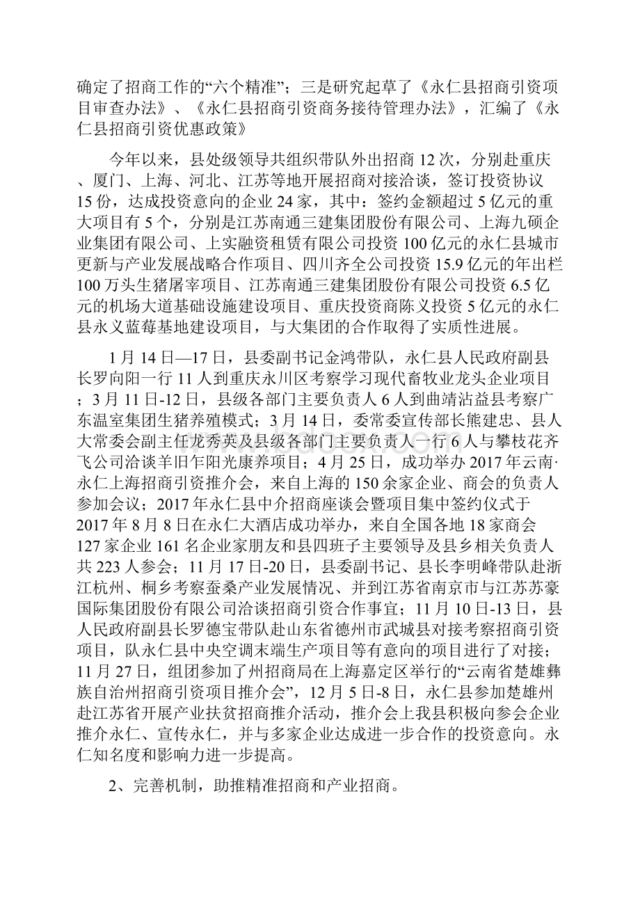 永仁县招商引资工作总结及工作计划.docx_第2页