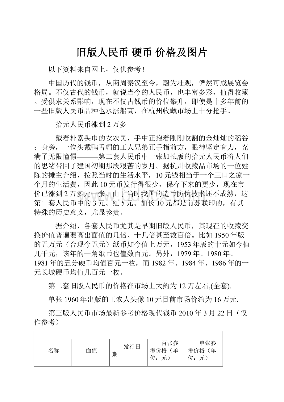 旧版人民币 硬币 价格及图片.docx_第1页