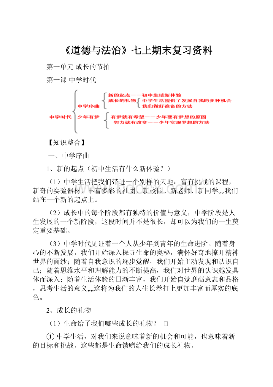 《道德与法治》七上期末复习资料.docx_第1页