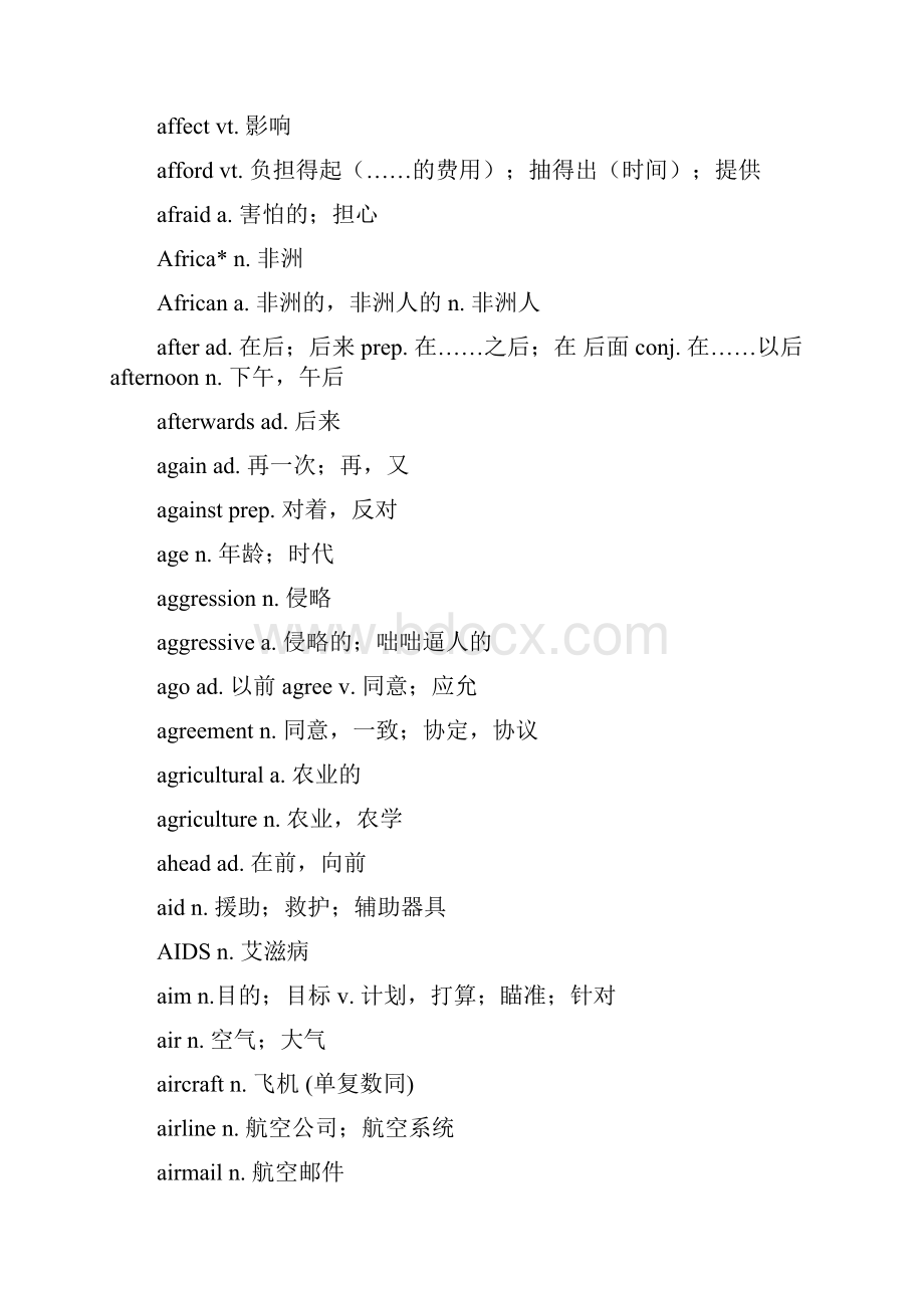 高中英语新课程标准词汇表.docx_第3页