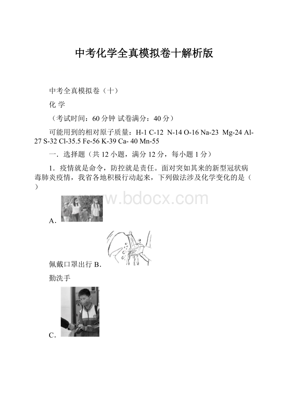 中考化学全真模拟卷十解析版.docx_第1页