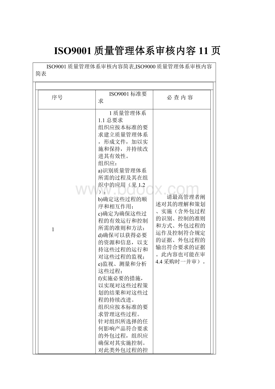 ISO9001质量管理体系审核内容11页.docx