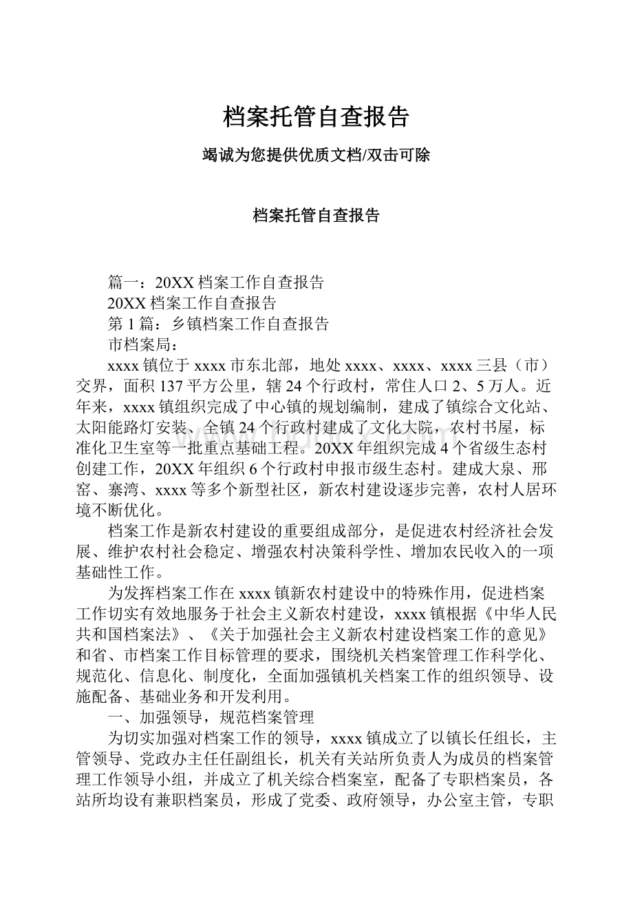 档案托管自查报告.docx_第1页