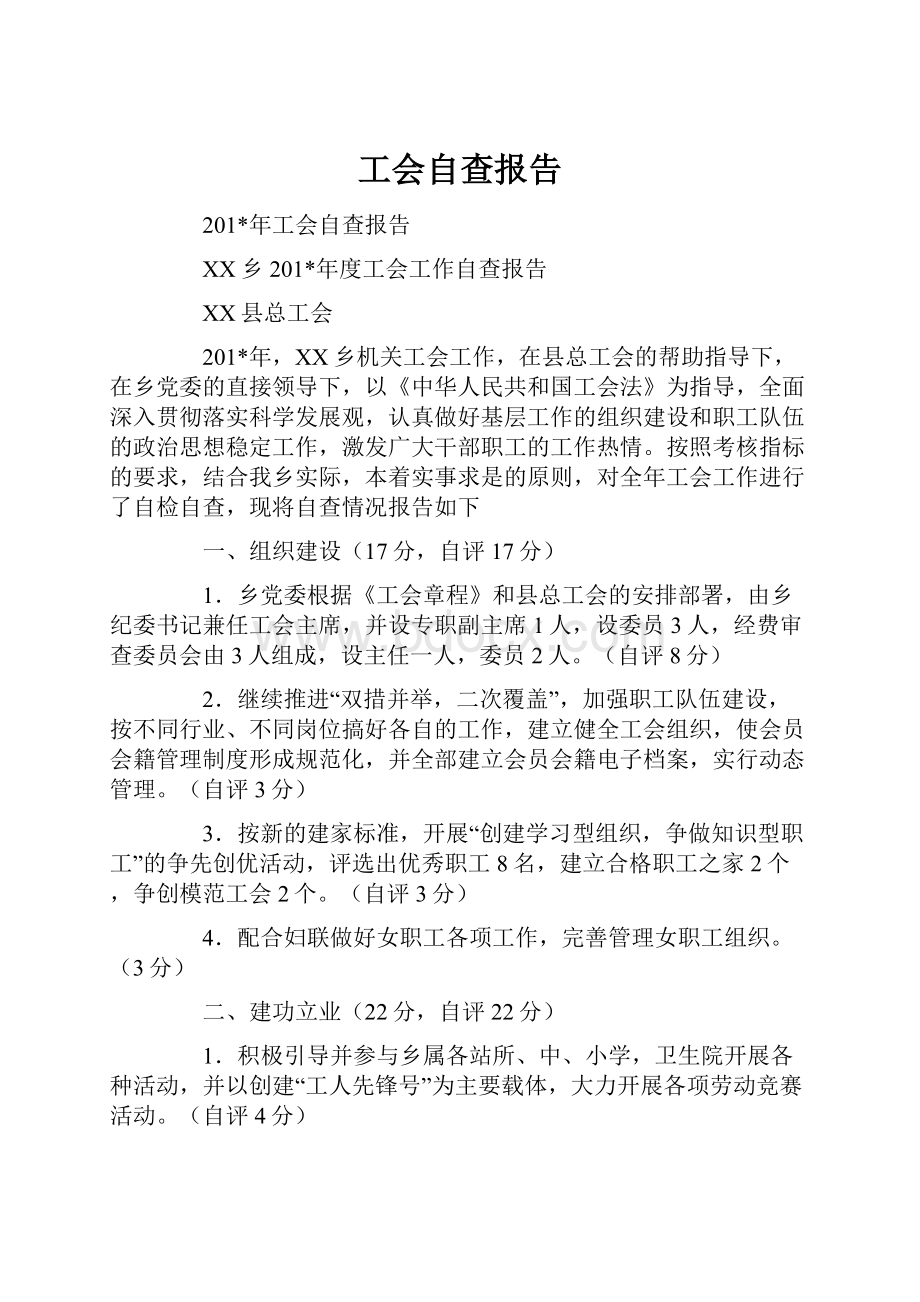 工会自查报告.docx_第1页