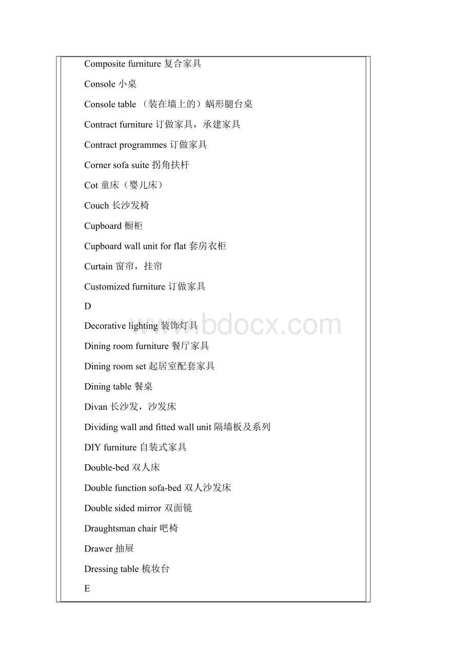 家具方面的中英对照词汇讲解.docx_第3页