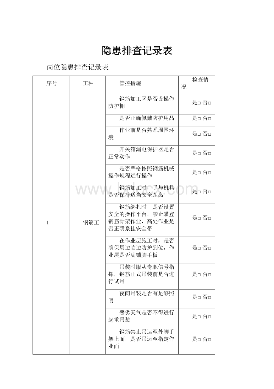 隐患排查记录表.docx