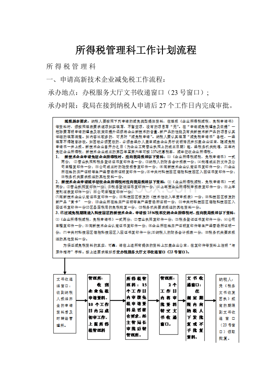 所得税管理科工作计划流程.docx