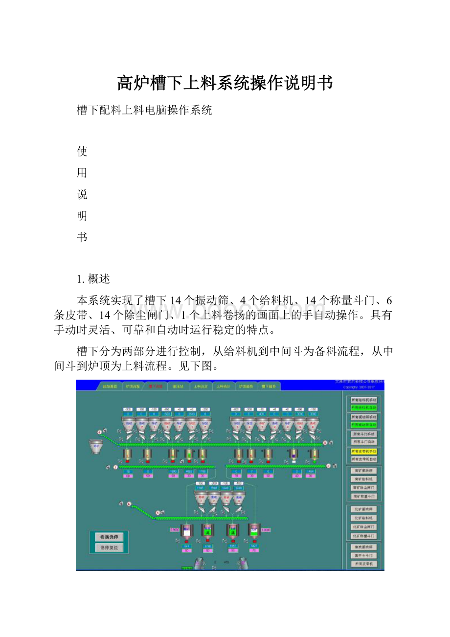 高炉槽下上料系统操作说明书.docx