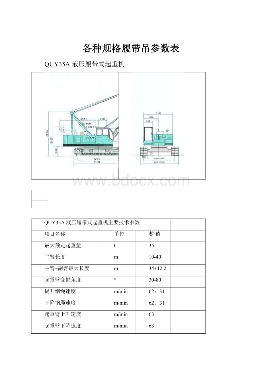 各种规格履带吊参数表.docx