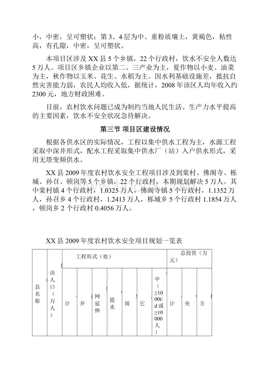 精品推荐XX县农村饮水安全工程可行性研究报告.docx_第3页