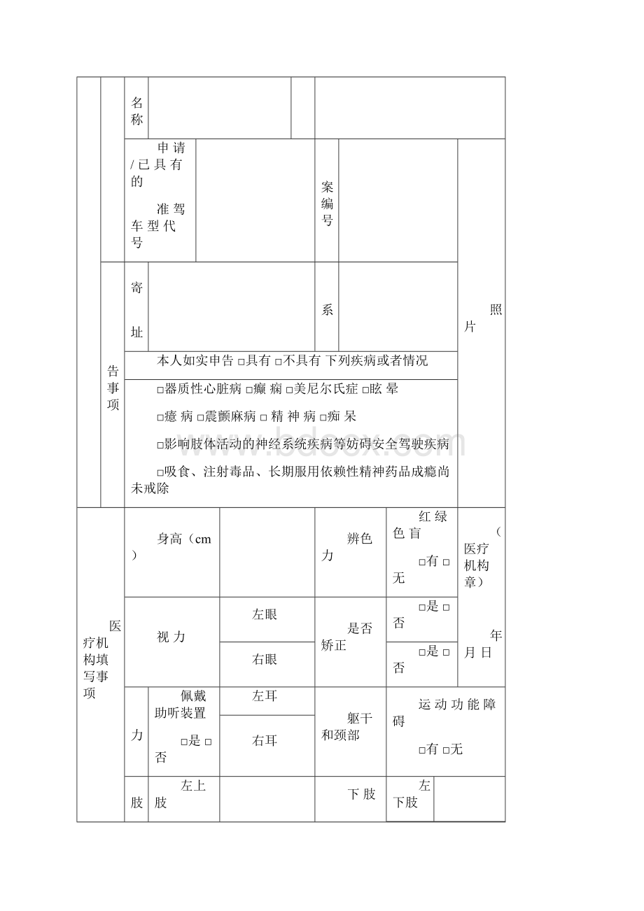 驾驶证体检表常用.docx_第2页