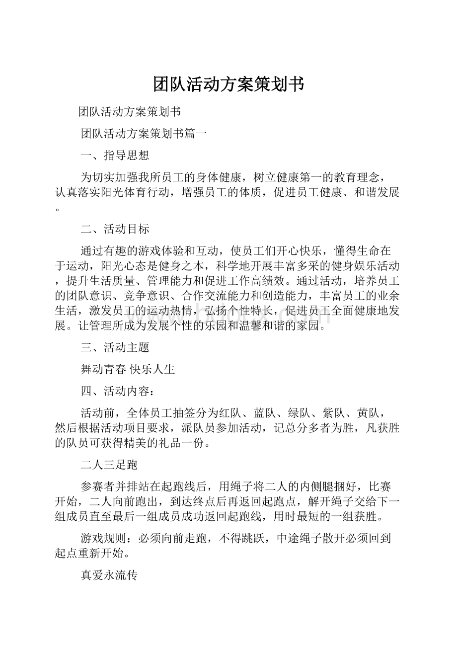 团队活动方案策划书.docx