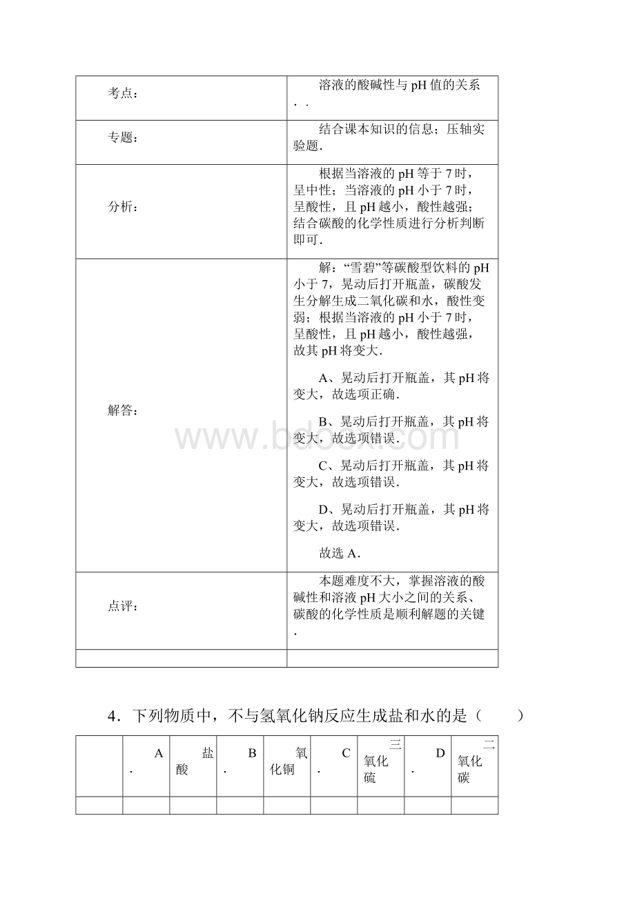 人教版九年级下《酸和碱》精品同步测试解析版.docx_第3页