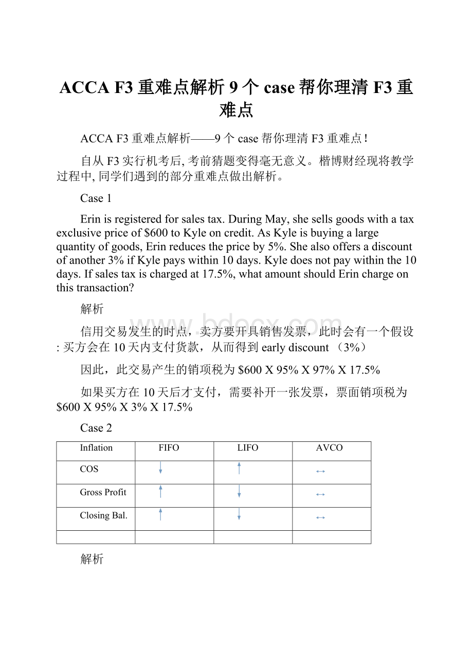 ACCA F3重难点解析9个case帮你理清F3重难点.docx