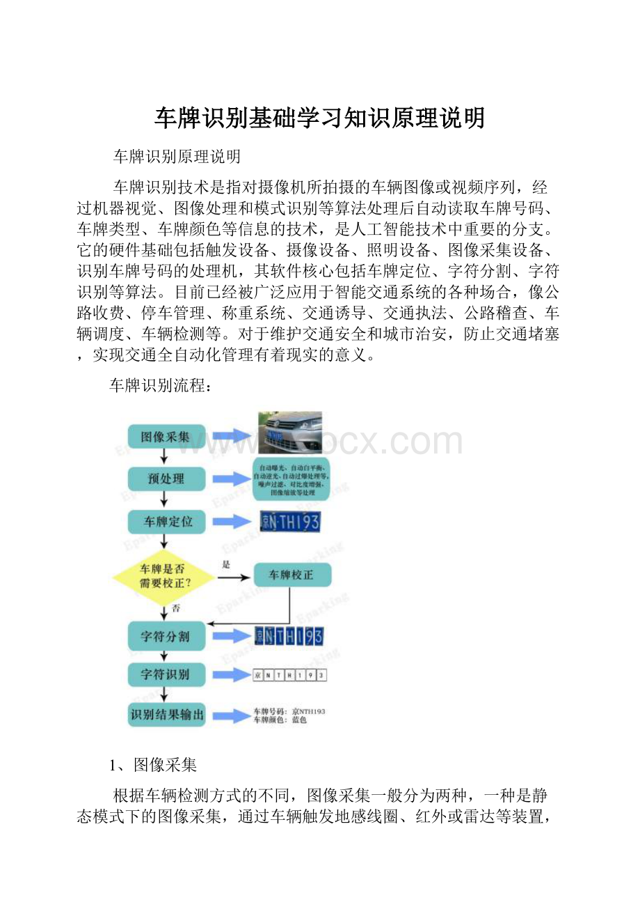 车牌识别基础学习知识原理说明.docx