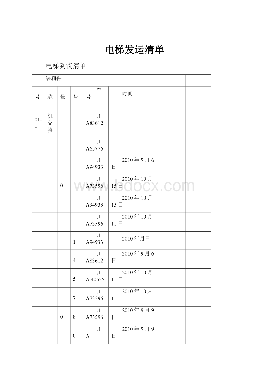 电梯发运清单.docx_第1页