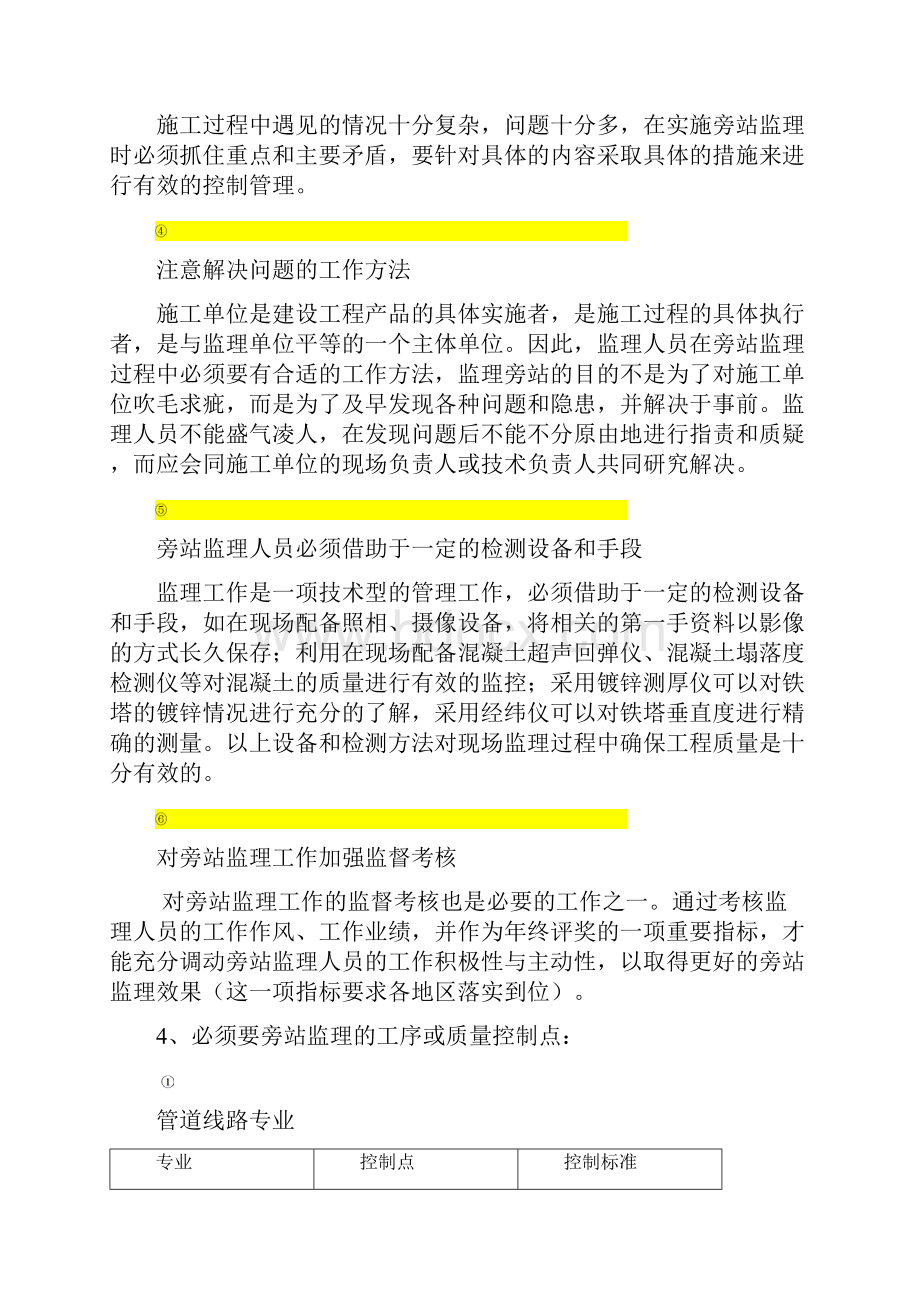 必须实行旁站监理的工序点和隐蔽工程签证的要求.docx_第3页