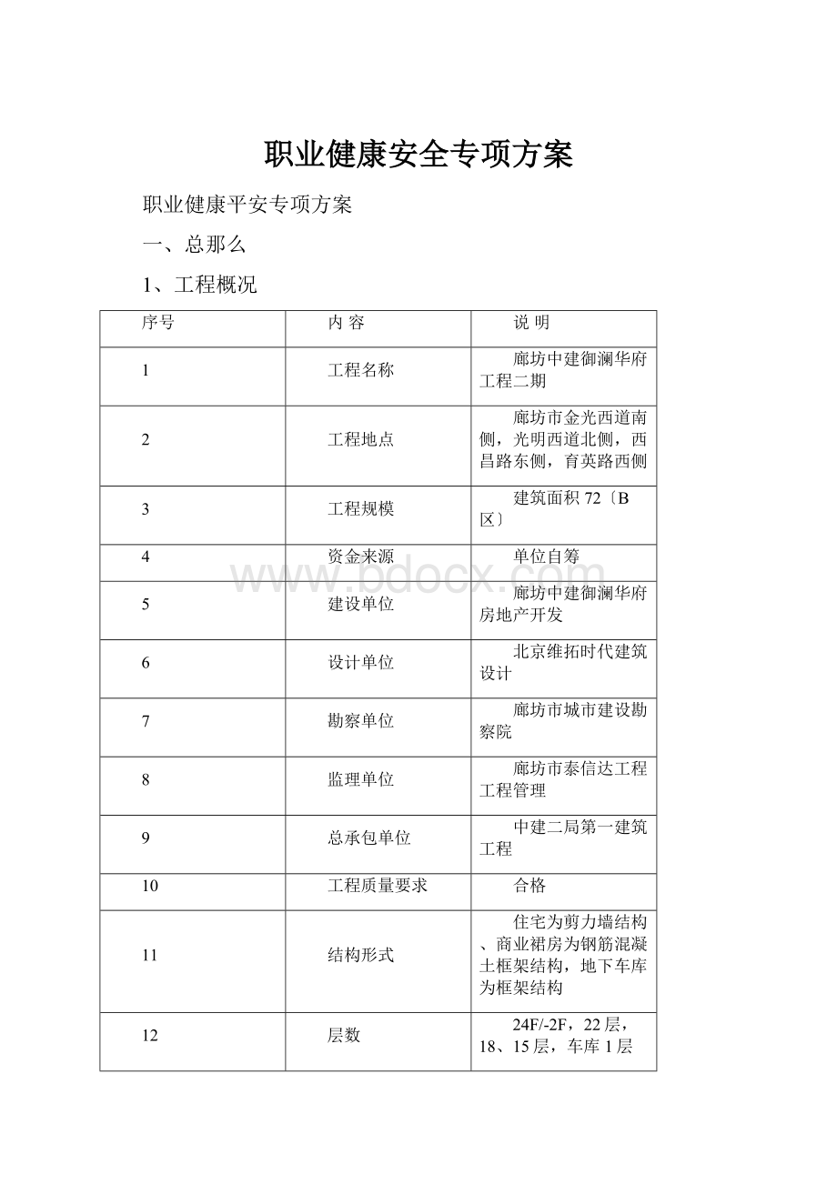 职业健康安全专项方案.docx