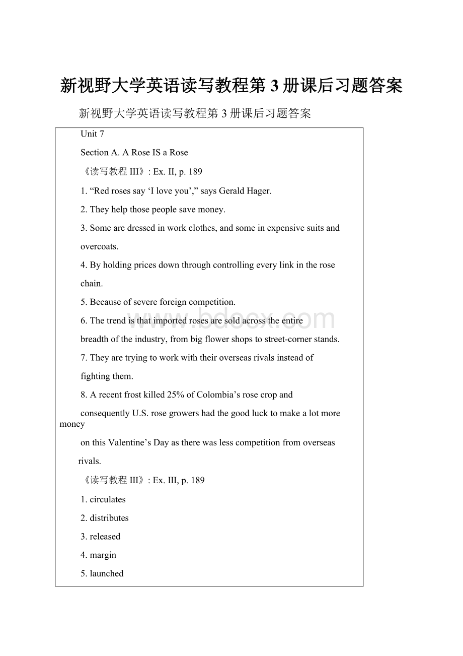 新视野大学英语读写教程第3册课后习题答案.docx_第1页