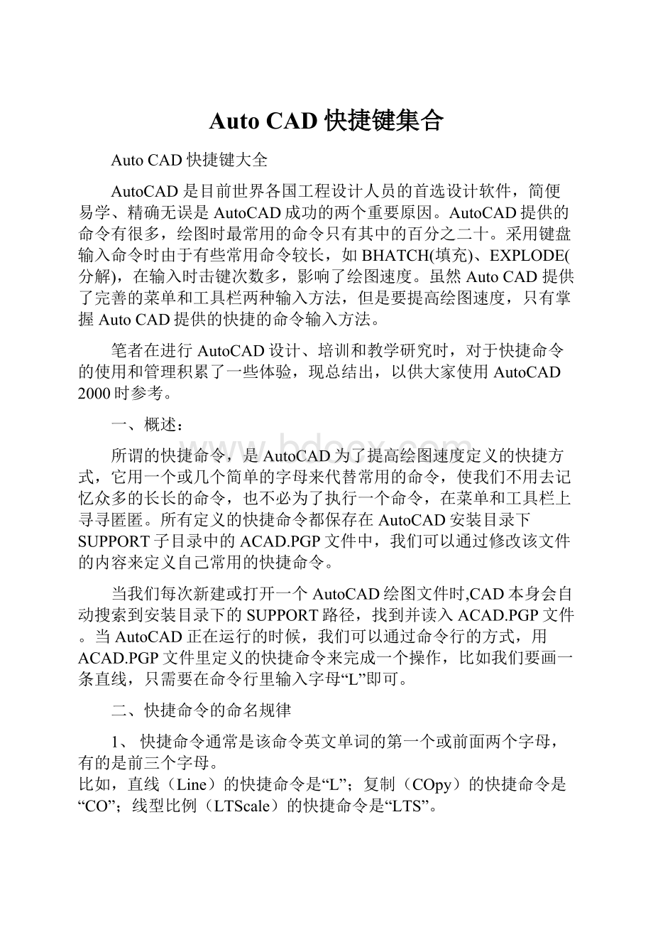 Auto CAD快捷键集合.docx