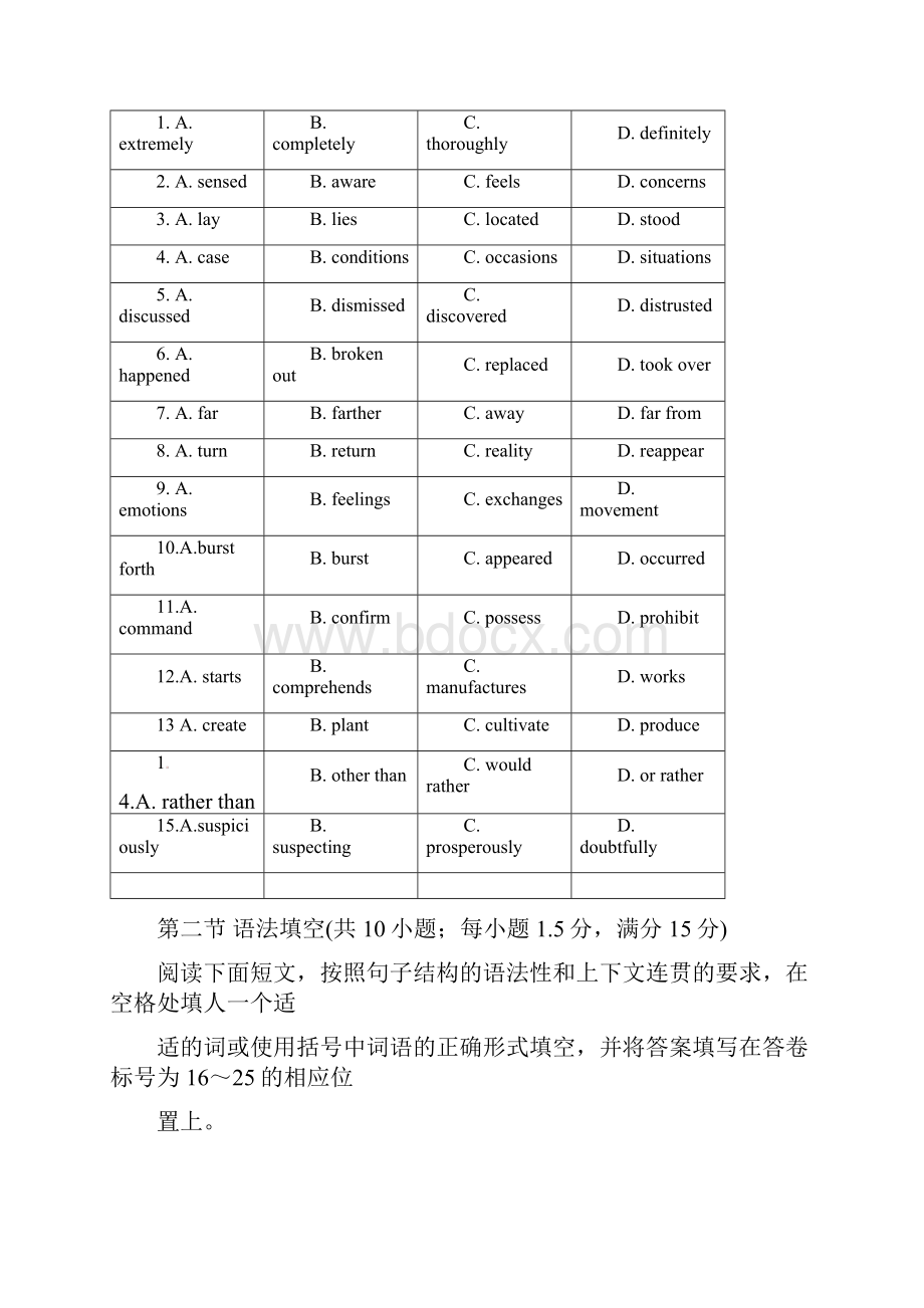 全国各地高考英语模拟试题届广东省佛山一中高三段考英语卷.docx_第2页