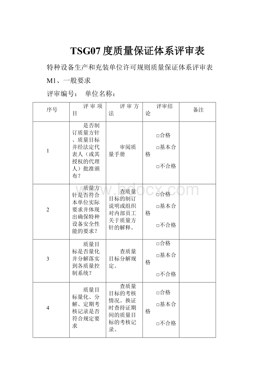 TSG07度质量保证体系评审表.docx