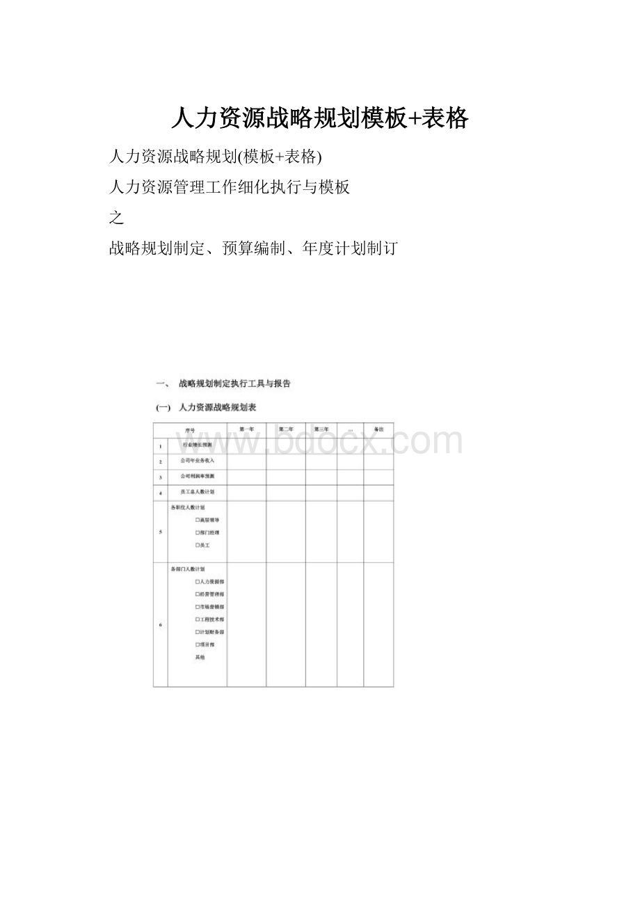 人力资源战略规划模板+表格.docx_第1页