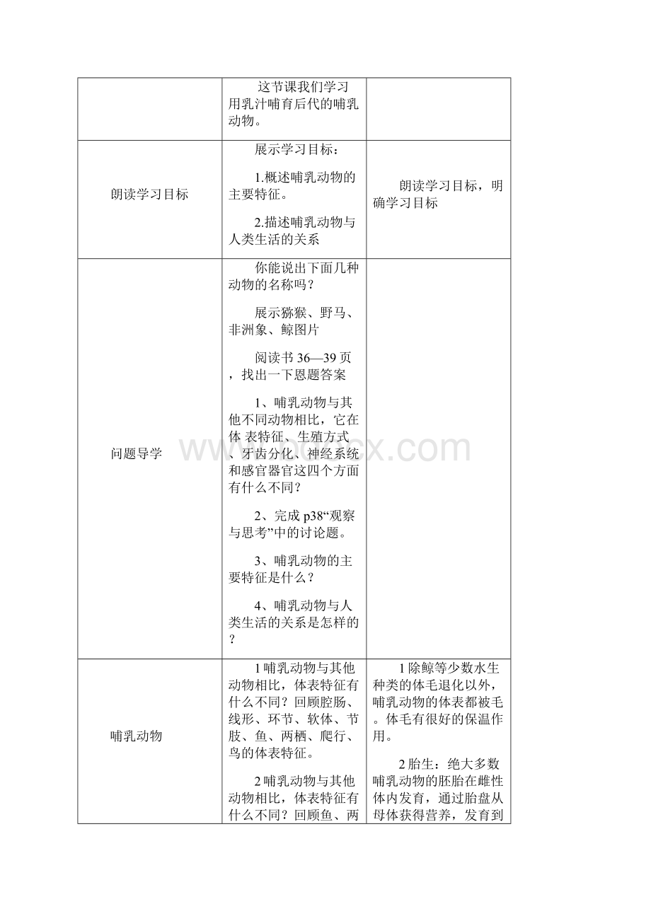 八年级生物上册《517 哺乳动物》教案 新版新人教版.docx_第2页