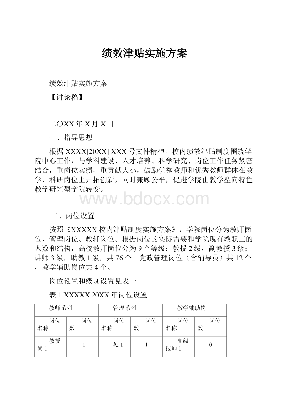 绩效津贴实施方案.docx_第1页