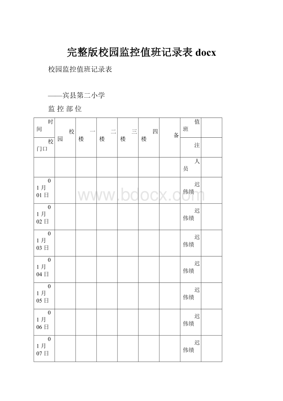 完整版校园监控值班记录表docx.docx