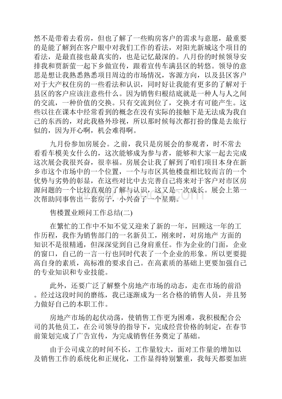 售楼置业顾问工作总结范文5篇.docx_第2页