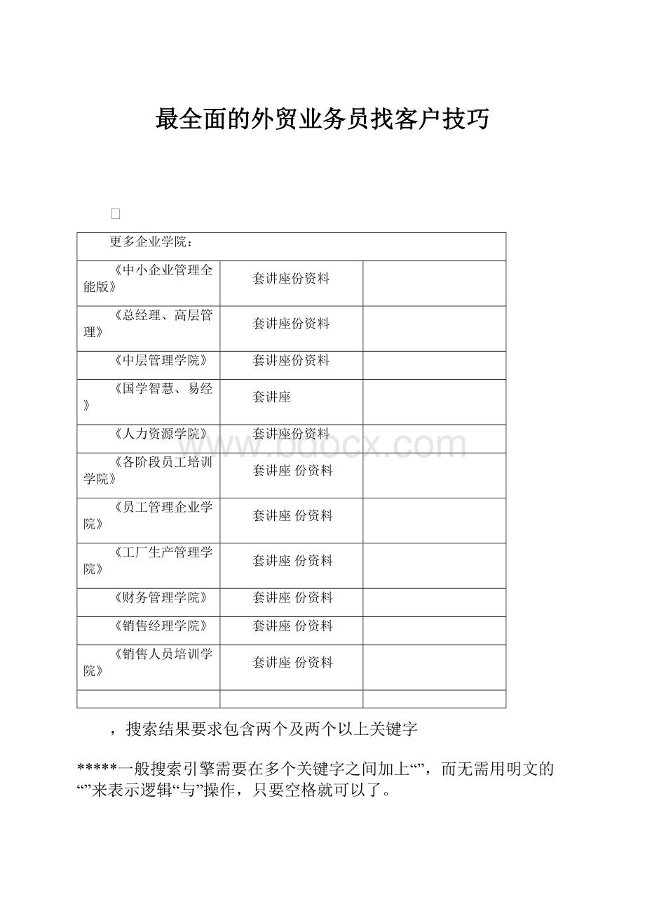 最全面的外贸业务员找客户技巧.docx_第1页