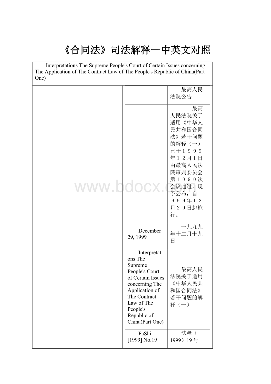 《合同法》司法解释一中英文对照.docx_第1页