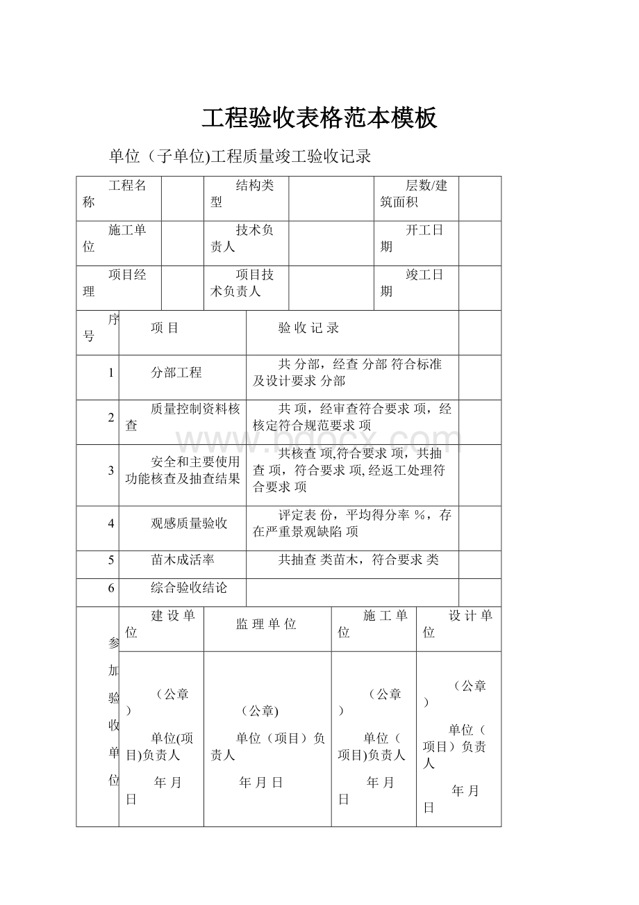 工程验收表格范本模板.docx_第1页