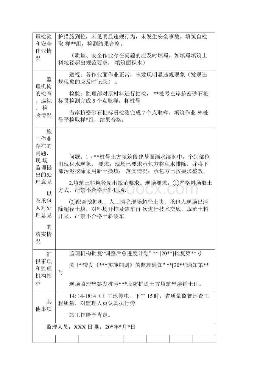 完整版水利水电工程监理日记监理日志和旁站记录填写规范.docx_第3页