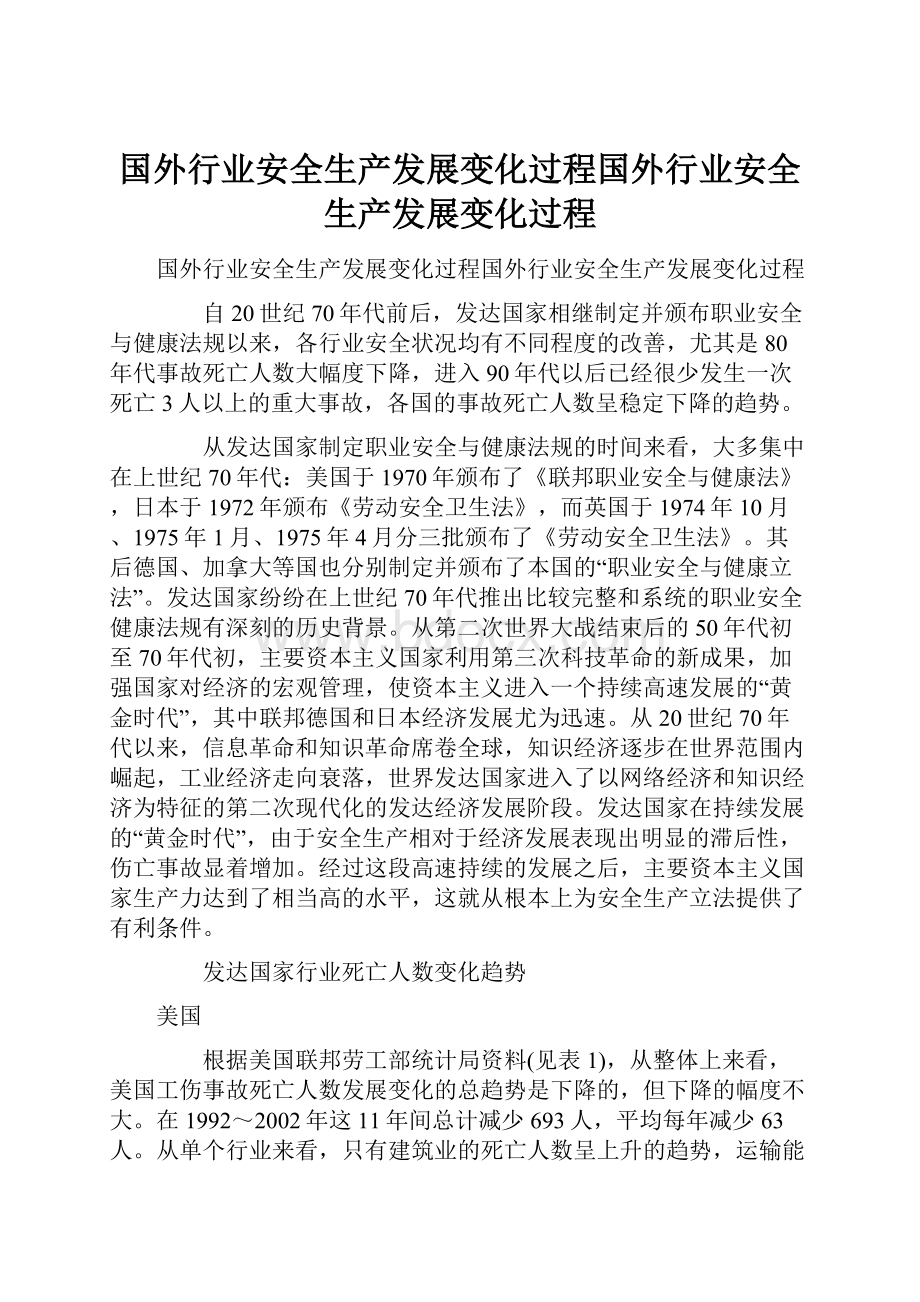 国外行业安全生产发展变化过程国外行业安全生产发展变化过程.docx_第1页